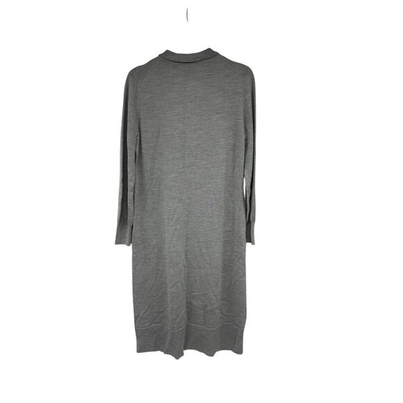 J. Crew Collared Merino Wool Sweater Dress Medium Smoke Gray Knit Midi Womens - Picture 5 of 7